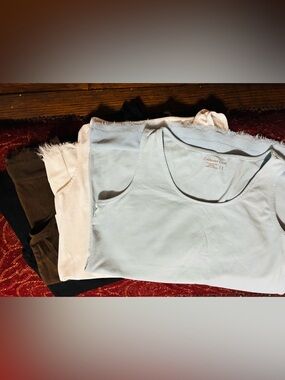 Coldwater Creek set (4) Scoop Neck Tank Top with raw silk hem